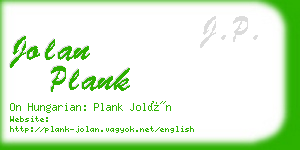 jolan plank business card